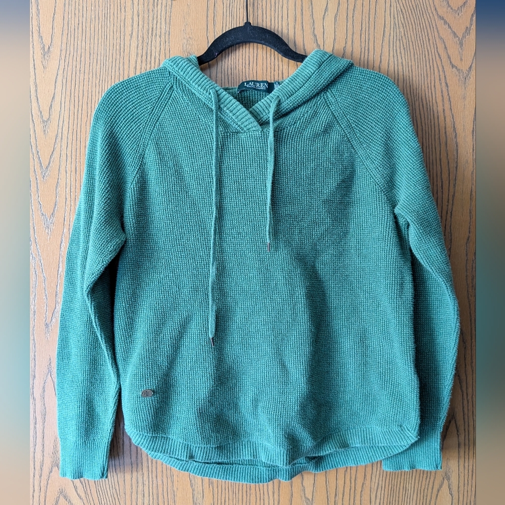 Lauren Green Knit Sweater With Hood | L
